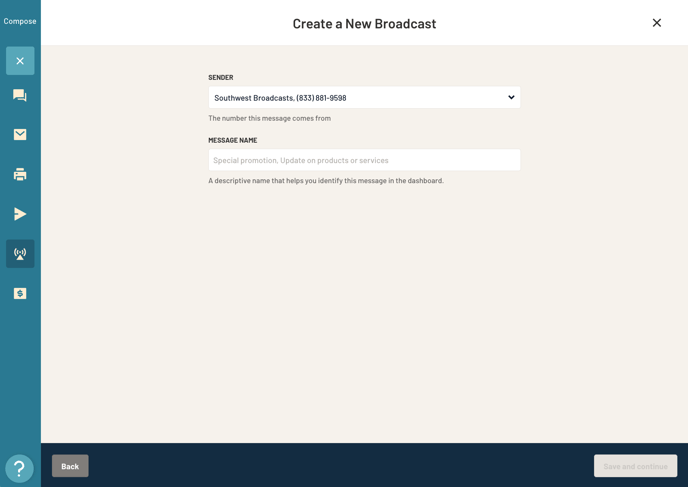 3. Create New Broadcast