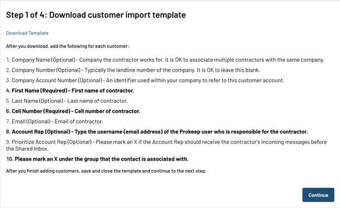 Customer Import Instructions