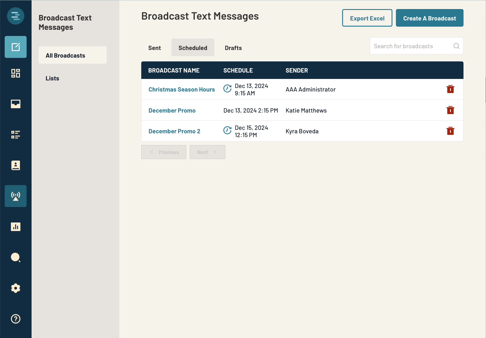 Viewing a Recurring BTM Schedule